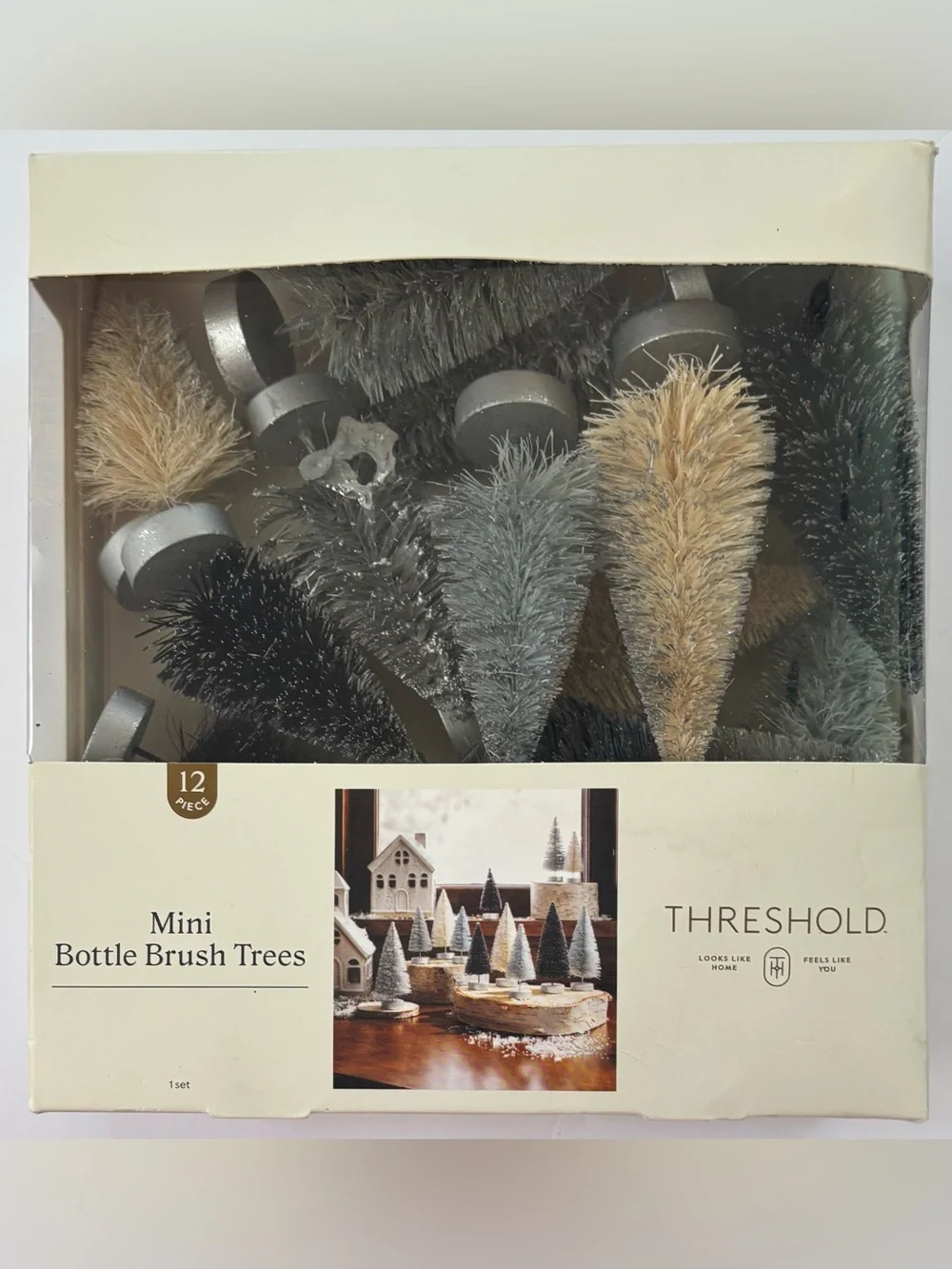 Threshold mini bottle brush Christmas trees NEW NWT 12 total